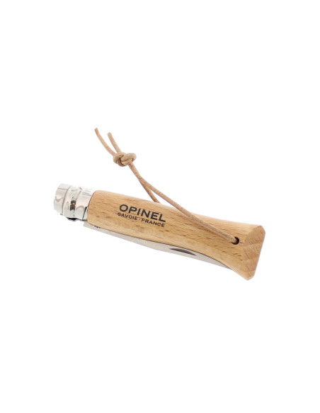 Opinel Origines n°08 knife 8.5cm rotating blade natural handle + cord
