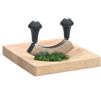 Conjunto picador de lâmina dupla em aço inoxidável + tábua de madeira Kitchen Craft
