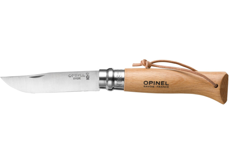 Messer Opinel Origines n°08 Klinge 8.5cm mit drehbarer Zwinge Griff natur + Kordel