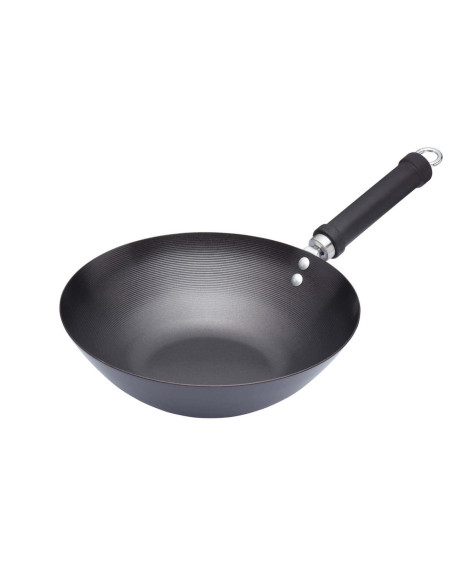 Wok antiadhésif Kitchen Craft acier carbone 26,5cm