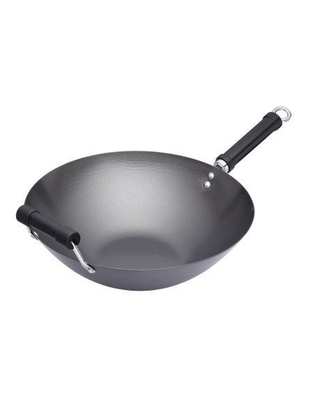 Wok antiadhésif Kitchen Craft acier carbone 36cm