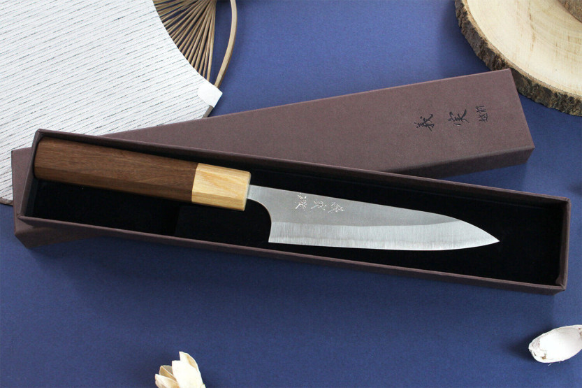 Faca universal japonesa Yoshimi Kato AS Nashiji 12cm feita à mão