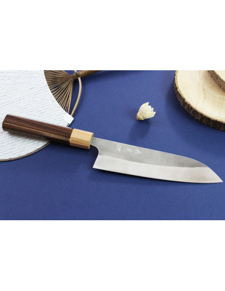 Yoshimi Kato AS Nashiji 17cm coltello santoku giapponese fatto a mano
