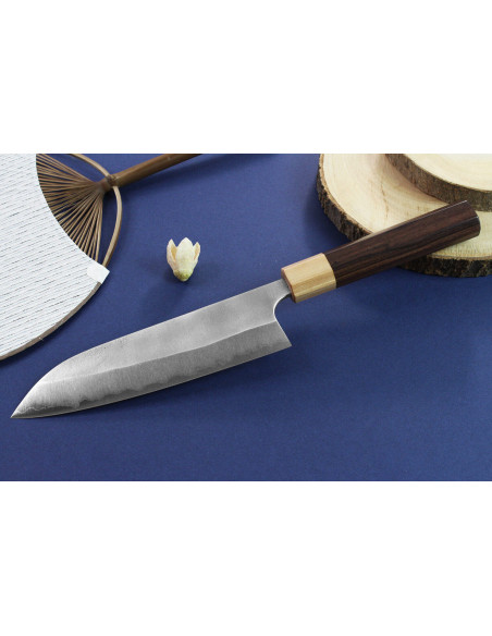 Håndlaget japansk santokukokniv Yoshimi Kato AS Nashiji 17 cm