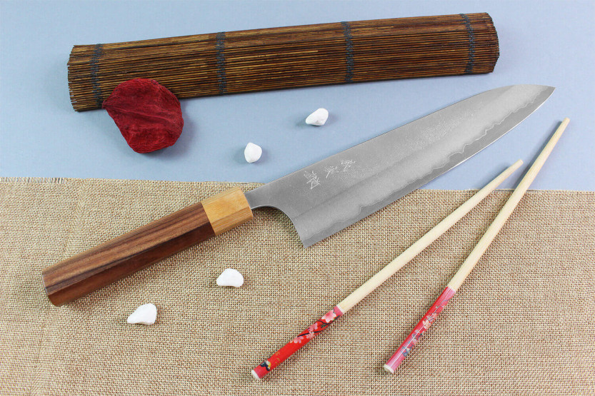 Handwerkliches japanisches Kochmesser Yoshimi Kato AS Nashiji 24cm