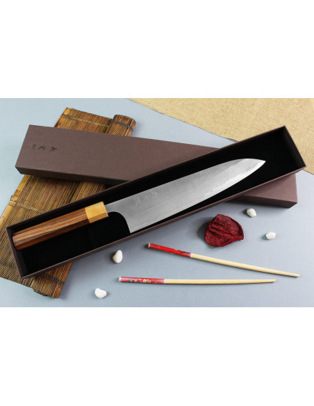 Yoshimi Kato AS Nashiji 24cm käsintehty japanilainen kokki ' s veitsi