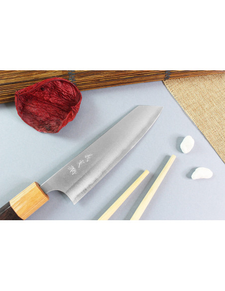 Japanisches handgefertigtes Ko-Bunka-Messer Yoshimi Kato AS Nashiji 13,5cm