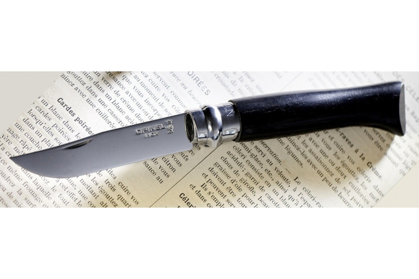 Opinel Luxury Knife N°08 Ebony håndtak og blad i rustfritt stål