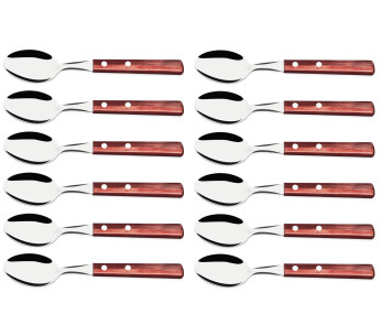 Juego de 12 cucharas de mesa rojas Tramontina