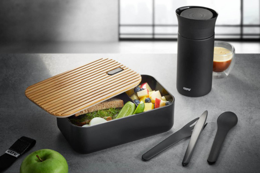 Gefu Enviro matboks med 3-delt bestikksett