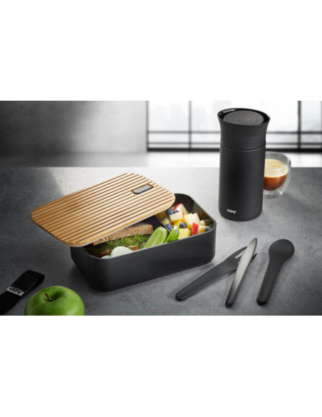 Gefu Enviro lunch box with 3-piece cutlery set