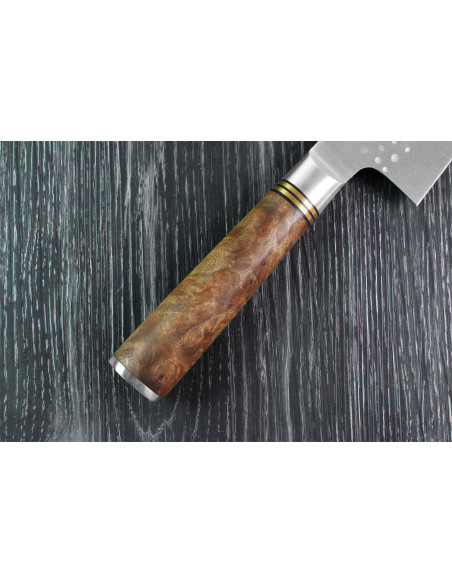 faca santoku japonesa de faca santoku forjada à mão de 16,5 cm Takeshi Saji R2 Tsuchime