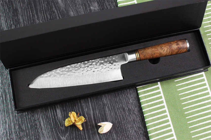 Takeshi Saji R2 Tsuchime 16,5cm Japans santoku mes Gesmeed santoku mes