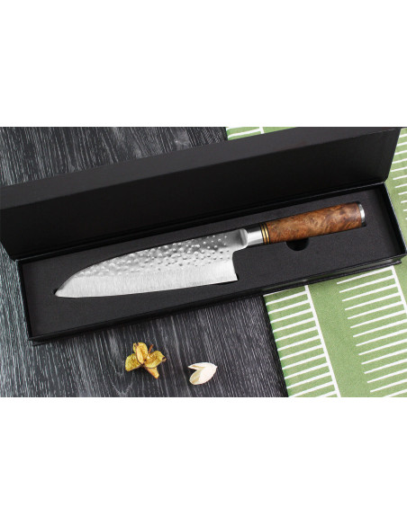 Takeshi Saji R2 Tsuchime 16,5 cm japansk santokukniv smidd santokukniv