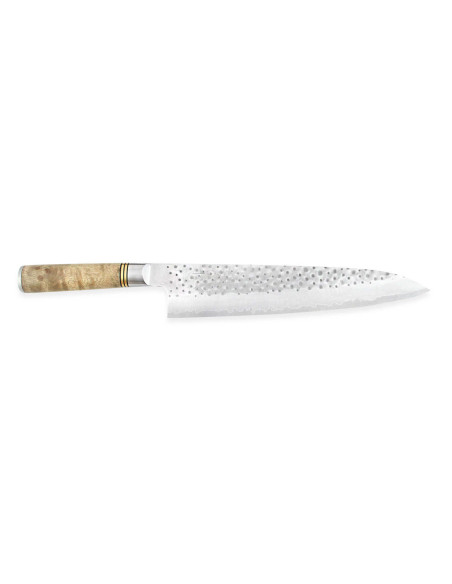 Japanisches Kochmesser handwerklich geschmiedet Takeshi Saji R2 Tsuchime 24cm