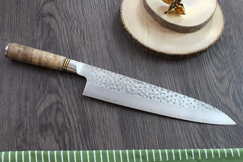 Takeshi Saji R2 Tsuchime 24 cm japansk smedet kokkekniv