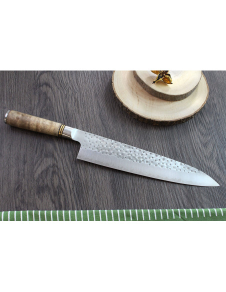 Takeshi Saji R2 Tsuchime Cuchillo de cocinero japonés forjado a mano de 24cm