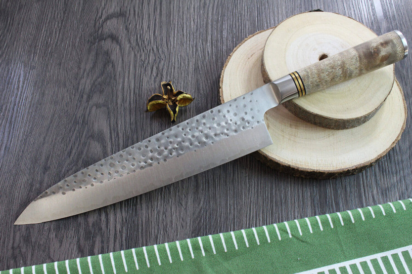 Takeshi Saji R2 Tsuchime 24cm japanilainen taottu kokkiveitsi