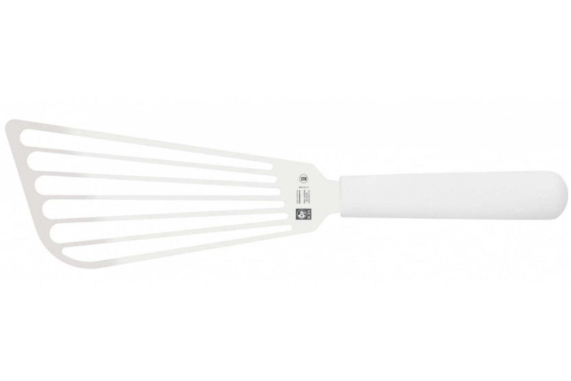 Espátula Icel em aço inoxidável com 17 cm e cabo branco
