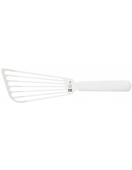 Espátula Icel em aço inoxidável com 17 cm e cabo branco