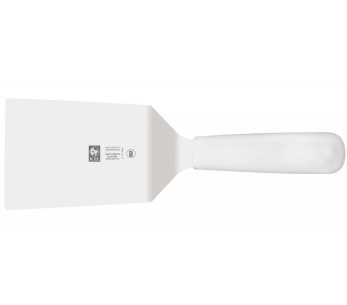 Spatola rettangolare piegata Icel 11 cm in acciaio inox manico bianco