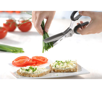 Tesoura para ervas Gefu Cutare de 5 lâminas com pente de limpeza 2