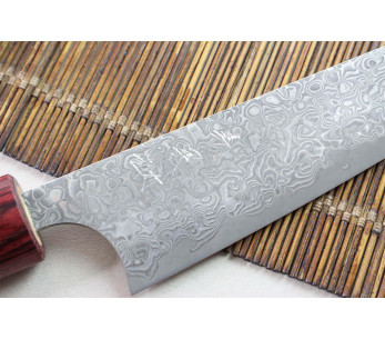 Faca universal japonesa Yoshimi Kato 12cm VG10 Damasco cerejeira níquel feita à mão 2