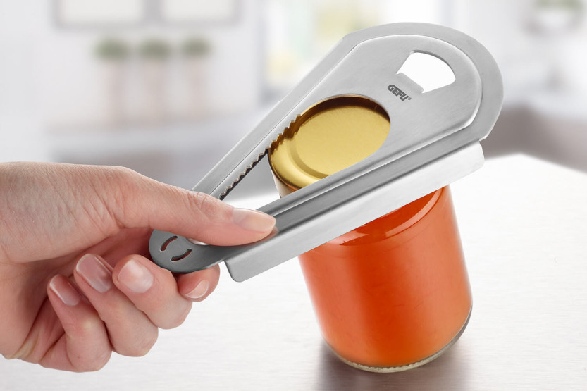 Gefu Pratico 4-in-1 multifunctionele flesopener in roestvrij staal