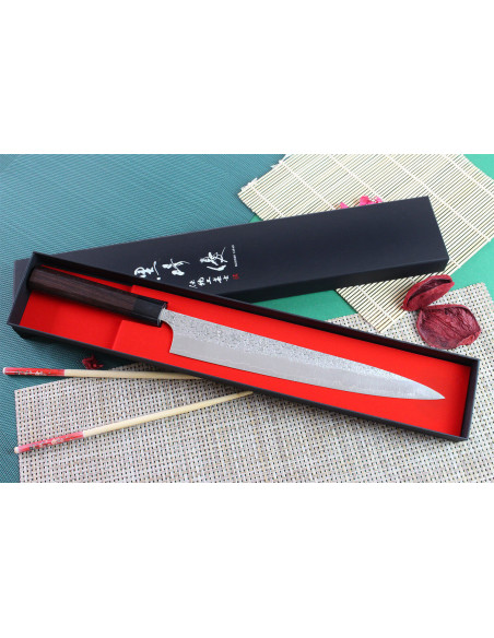 Japanisches Sujihiki Messer Handwerk gehämmert Yu Kurosaki Shizuku 27cm Stahl SG2