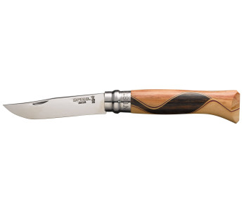 Opinel knife Chaperon n°8 blade 8,5cm handle 4 rare woods + case