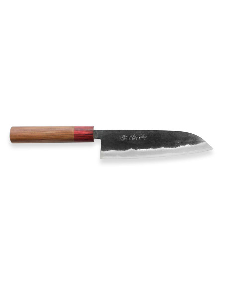 coltello santoku giapponese Wusaki Yuzo BS2 da 17 cm fatto a mano
