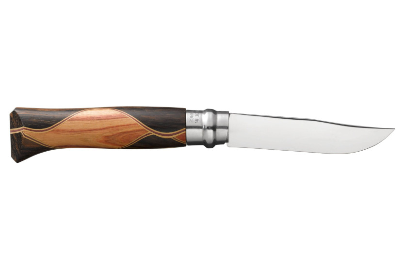 Opinel veitsi Chaperon n°8 terä 8,5cm kahva 4 harvinaista puuta + kotelo