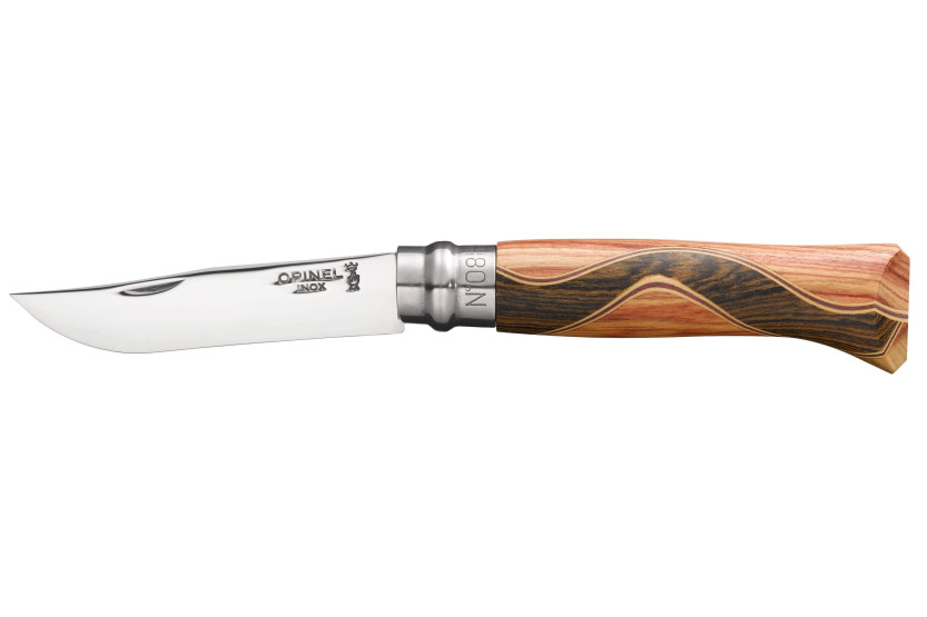 Opinel knife Chaperon n°8 blade 8,5cm handle 4 rare woods + case