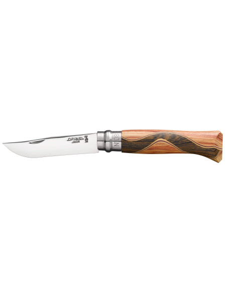 Opinel veitsi Chaperon n°8 terä 8,5cm kahva 4 harvinaista puuta + kotelo