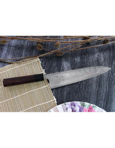 Faca de chef japonesa artesanal Takeshi Saji R2 Damas 21 cm