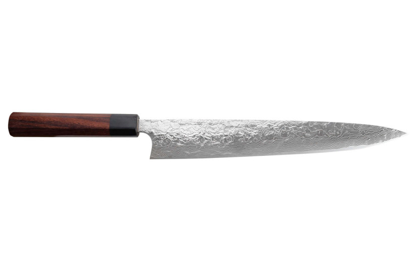 Takeshi Saji R2 Damascus 27cm handgemaakt Japans sujihiki mes