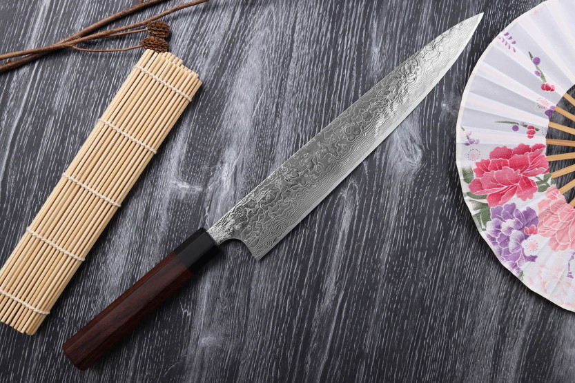 Faca japonesa sujihiki Takeshi Saji R2 Damascus 27cm feita à mão