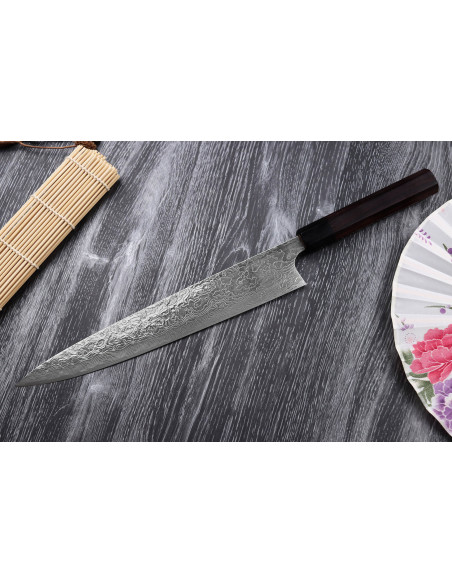 Takeshi Saji R2 Damasco 27cm cuchillo japonés hecho a mano sujihiki