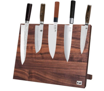 Blocco magnetico KAI in noce di alta qualità per 6-8 coltelli da cucina 2