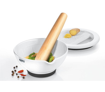 Porzellanmörser Gefu Suri mit integrierter Reibe - Durchmesser 13,5cm