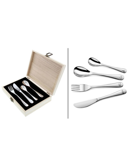 Coffret Albert de Thiers Kiddo 4 decorated cutlery sets for children