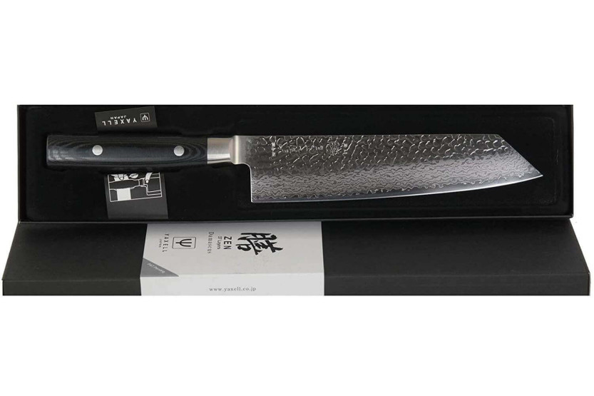 Yaxell Zen Japanese Kiritsuke knife 20cm Damascus blade 37 layers micarta handle