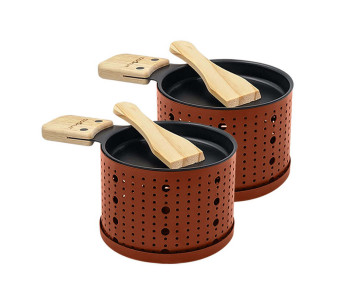 Juego de raclette con velas Cookut Lumi con sartenes y espátulas para 2 personas 2