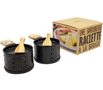 Cookut Lumi raclette stearinlys sett med individuelle stekepanner og spatler