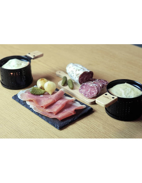 Cookut Lumi raclette stearinlys sett med individuelle stekepanner og spatler