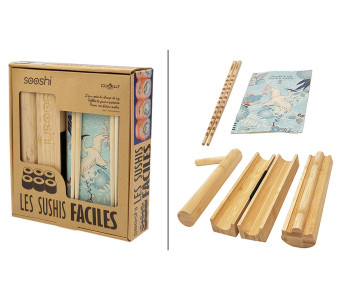 Set Sooshi Cookut 1 máquina para hacer sushi/maki + 2 pares de palillos + 1 libro de recetas