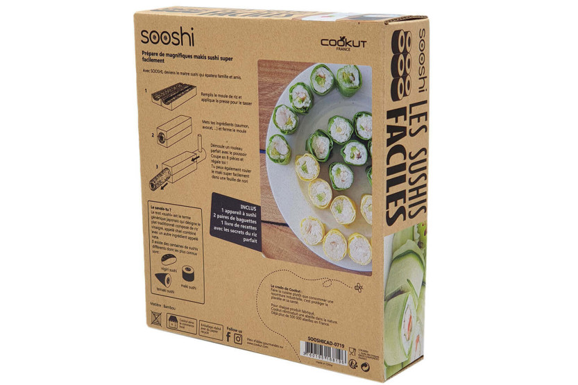 Sooshi Cookut set 1 sushi/maki maker + 2 par ätpinnar + 1 receptbok