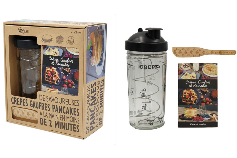 Set shaker per pancake e waffle Cookut - 1 shaker + 1 spargitore + 1 ricettario