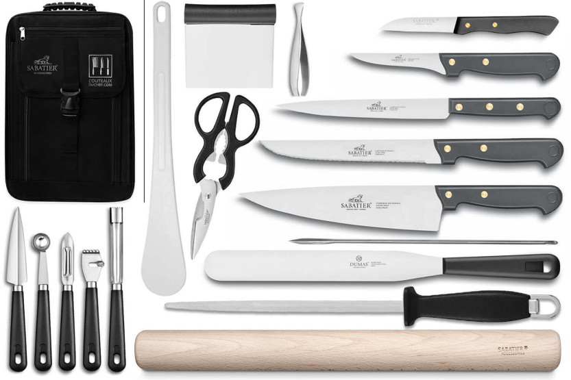 Sabatier Cuisine d'Aujourd'hui Spezialtasche für Chefköche 5 französische Messer + 13 Utensilien - Exklusivität
