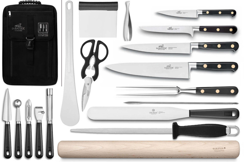 Chef's bag Sabatier Chef 4 French kitchen knives + 14 utensils - Exclusive